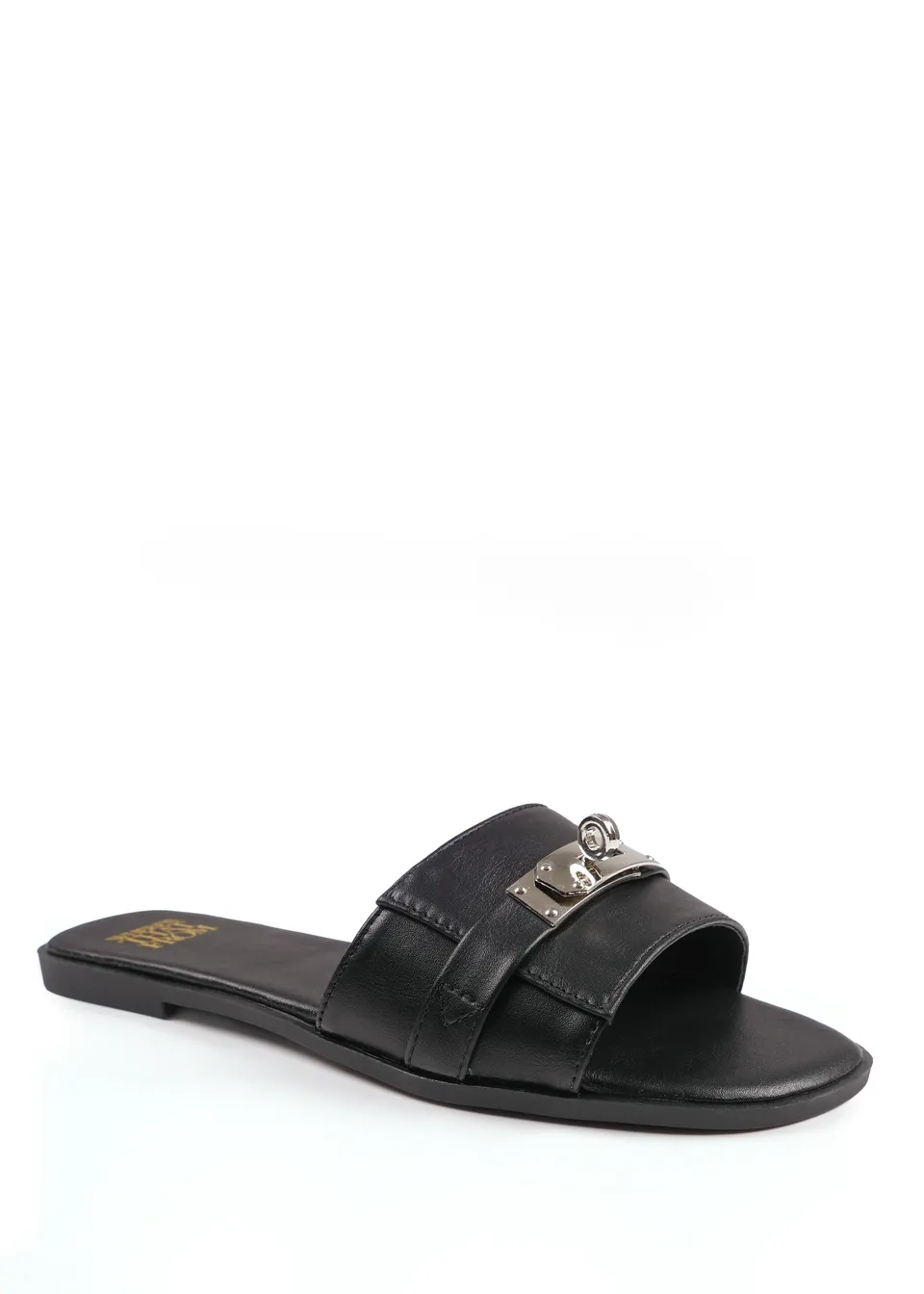 Where's That From Black Emmeline Single Band Slider Sandals