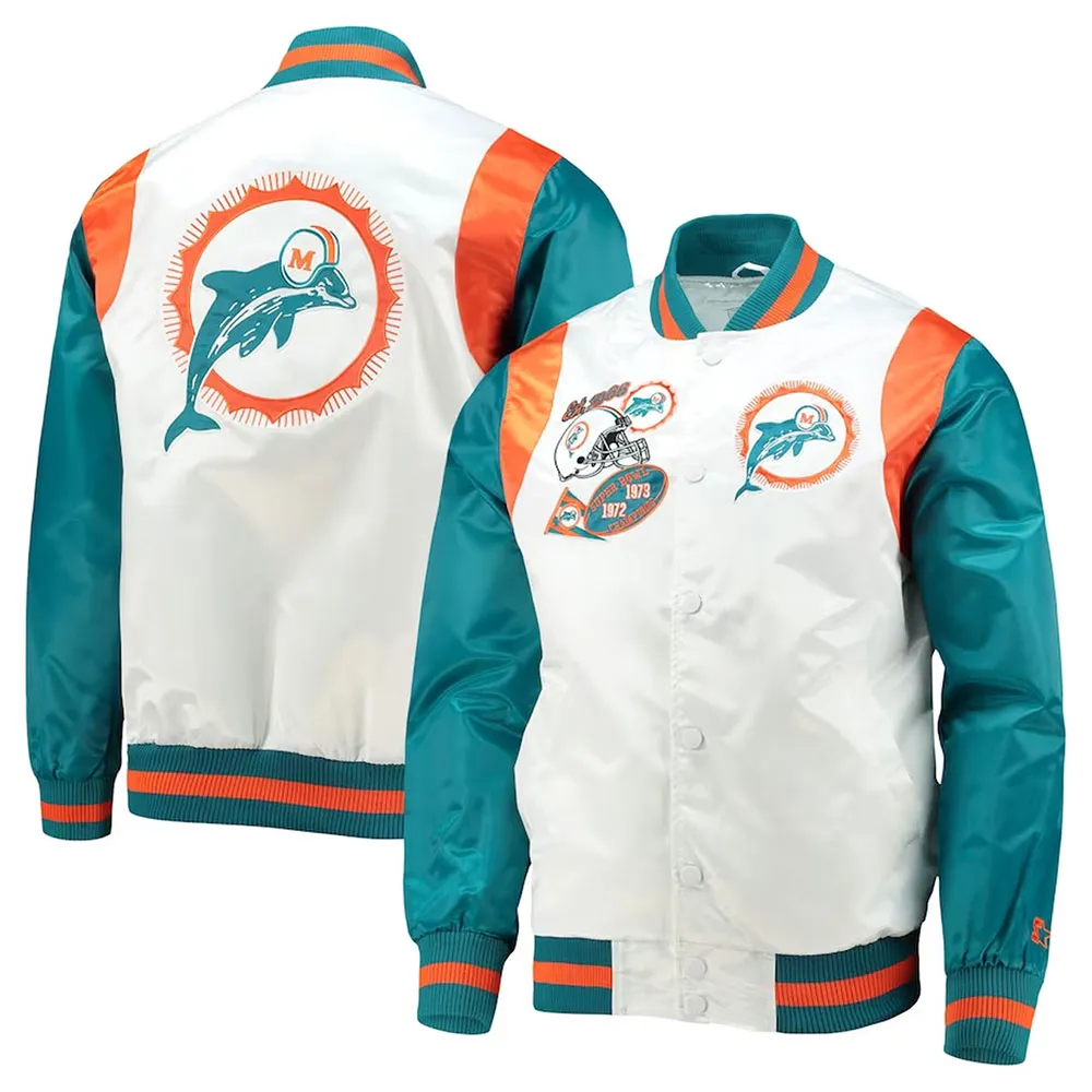 White/Aqua Miami Dolphins Retro The All-American Jacket