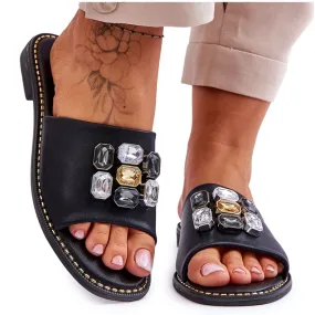 Women's Sandals With Stones S.Barski KV-2775-31 Black