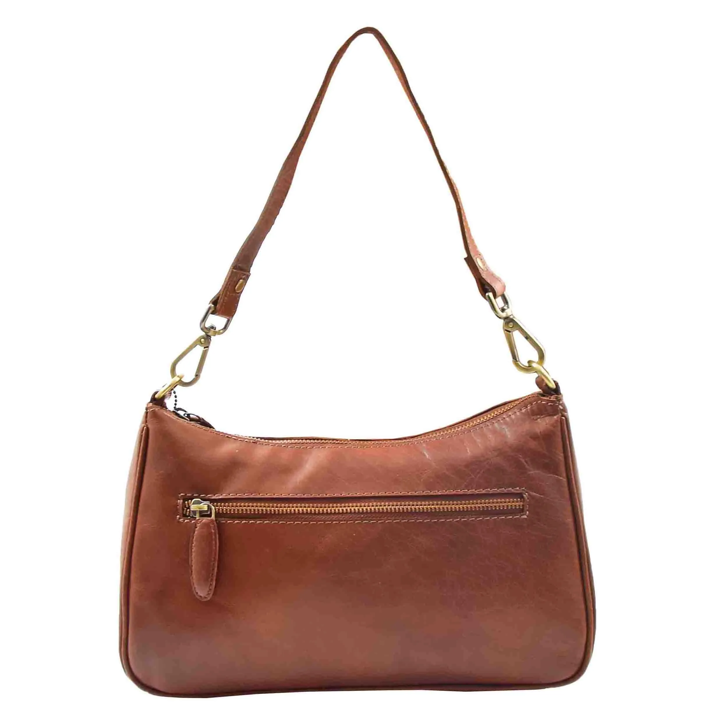 Womens Classic Leather Shoulder Cross Body Bag ATHENS Chestnut