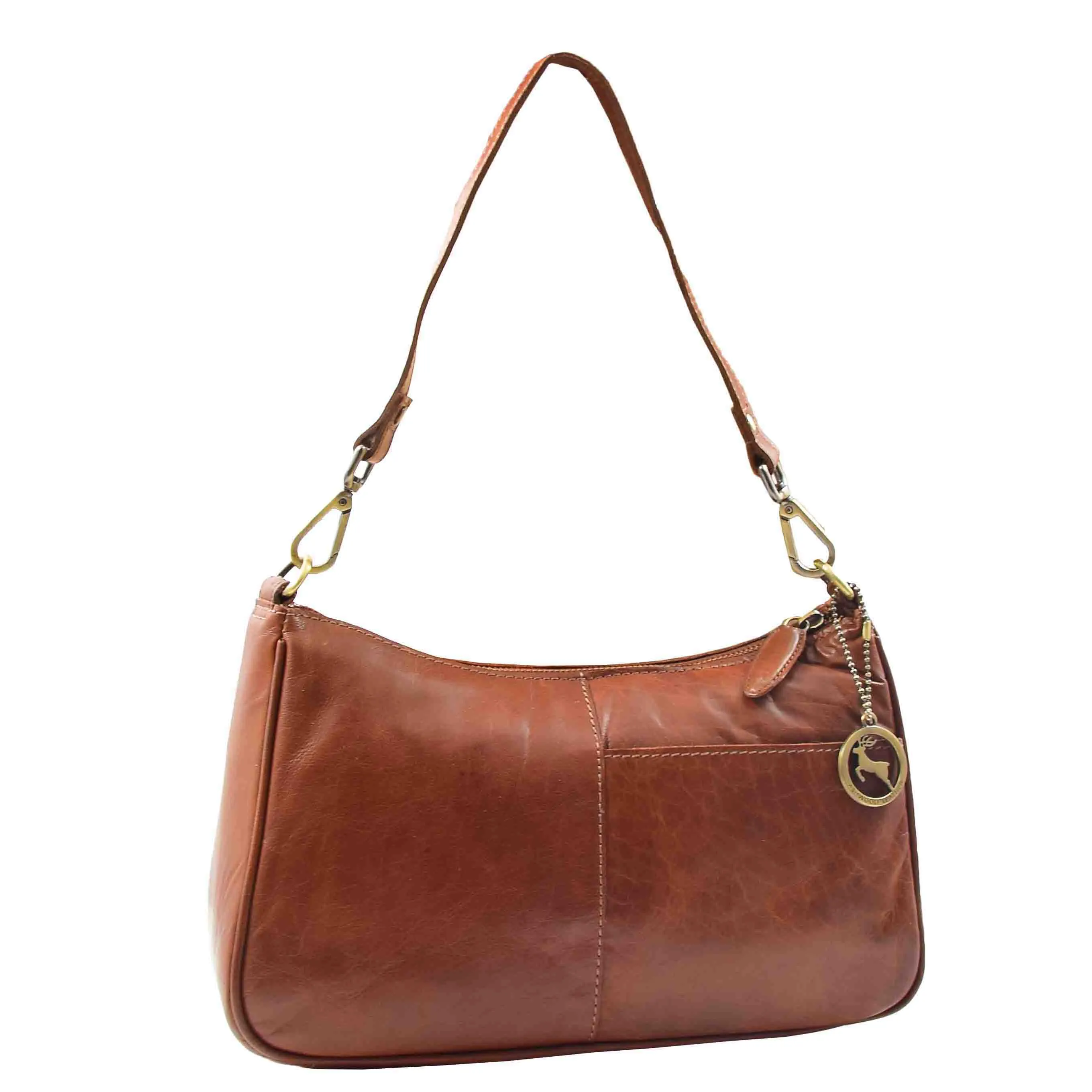 Womens Classic Leather Shoulder Cross Body Bag ATHENS Chestnut