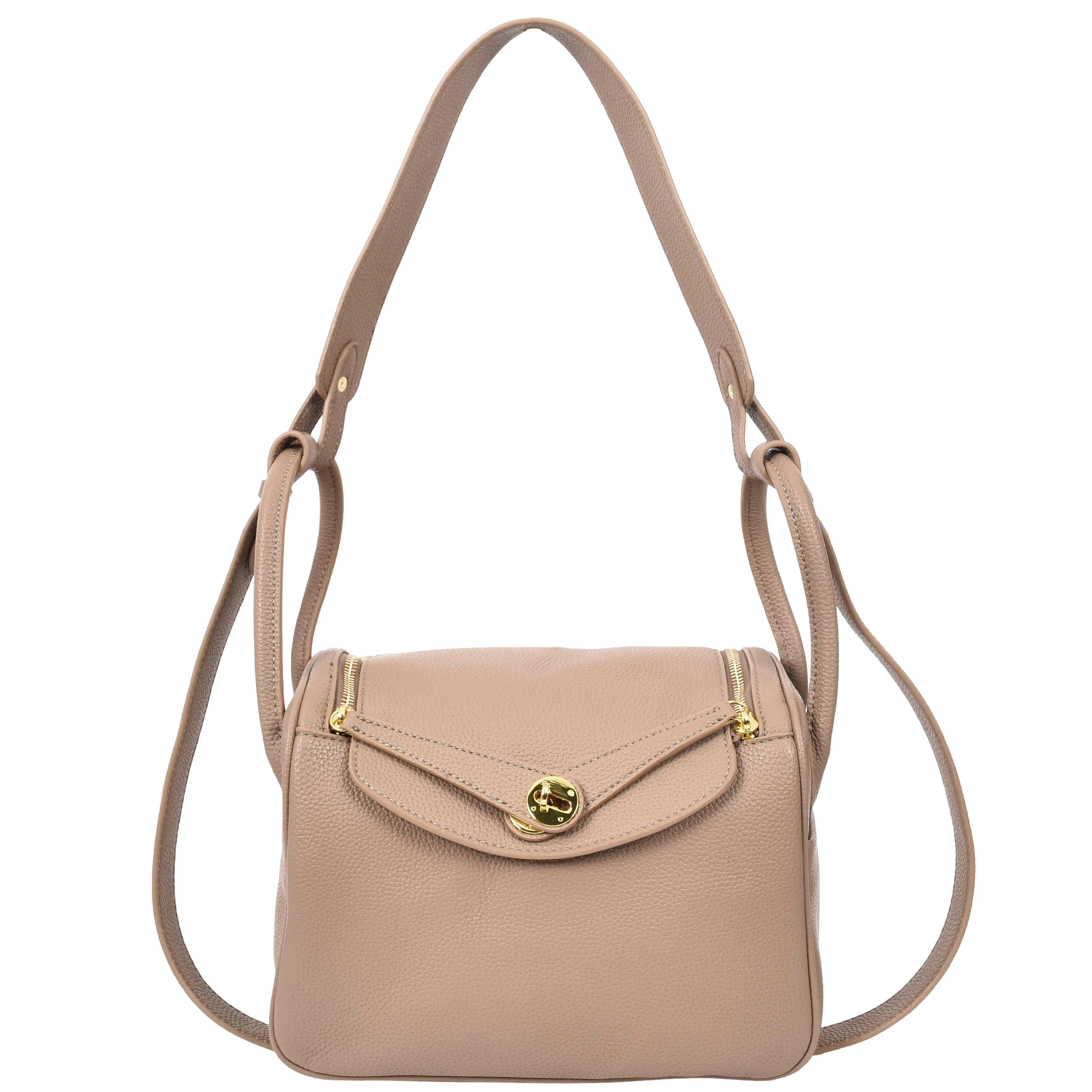 Womens Faux Leather Large Shoulder Bag Rose Taupe