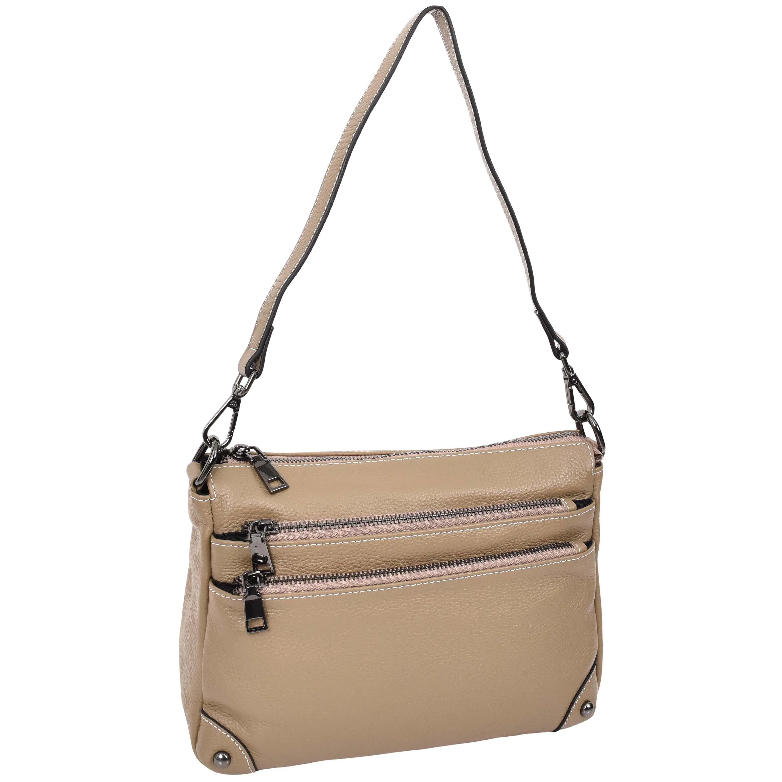 Womens Leather 2-in-1 Cross Body Shoulder Bag Olivia Beige