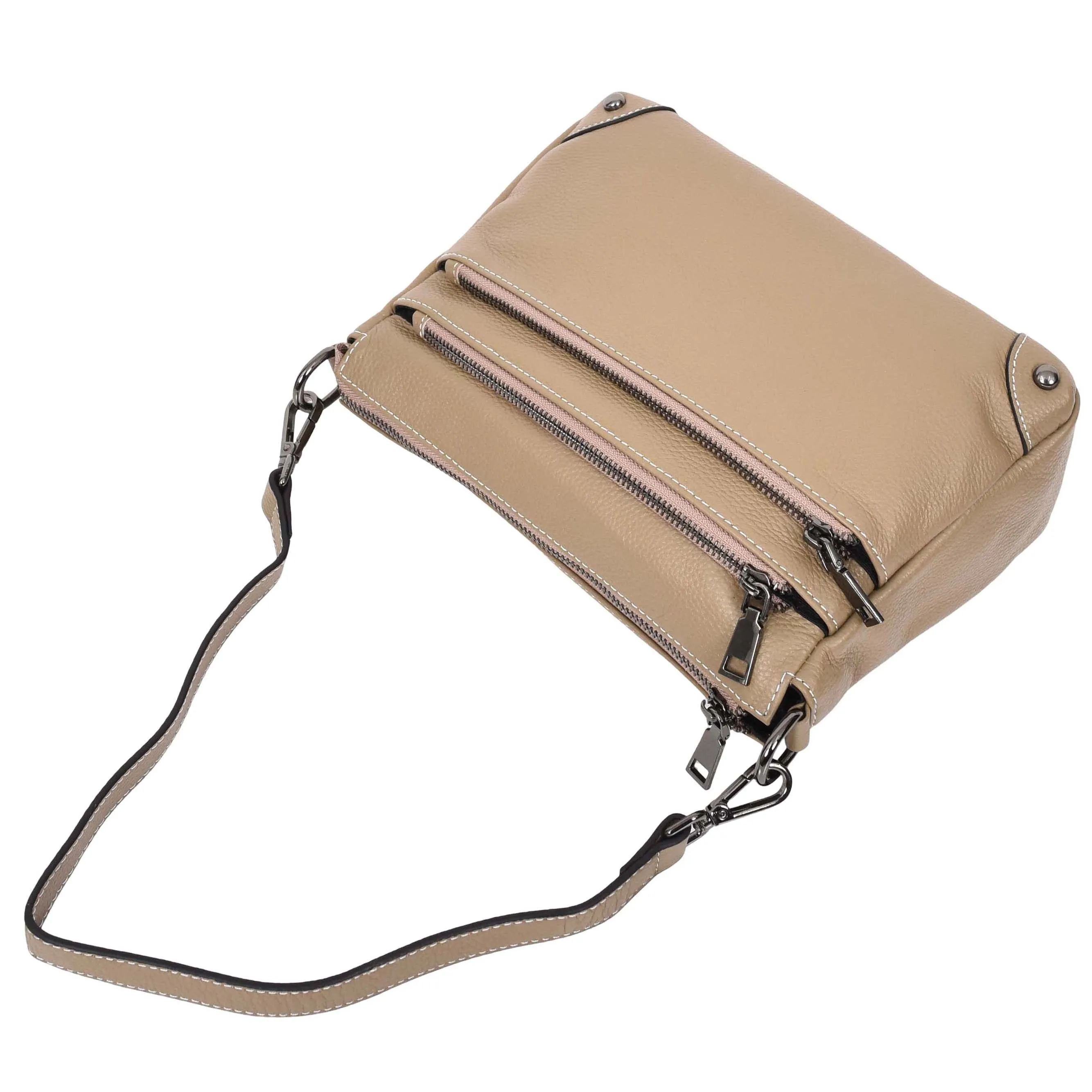 Womens Leather 2-in-1 Cross Body Shoulder Bag Olivia Beige