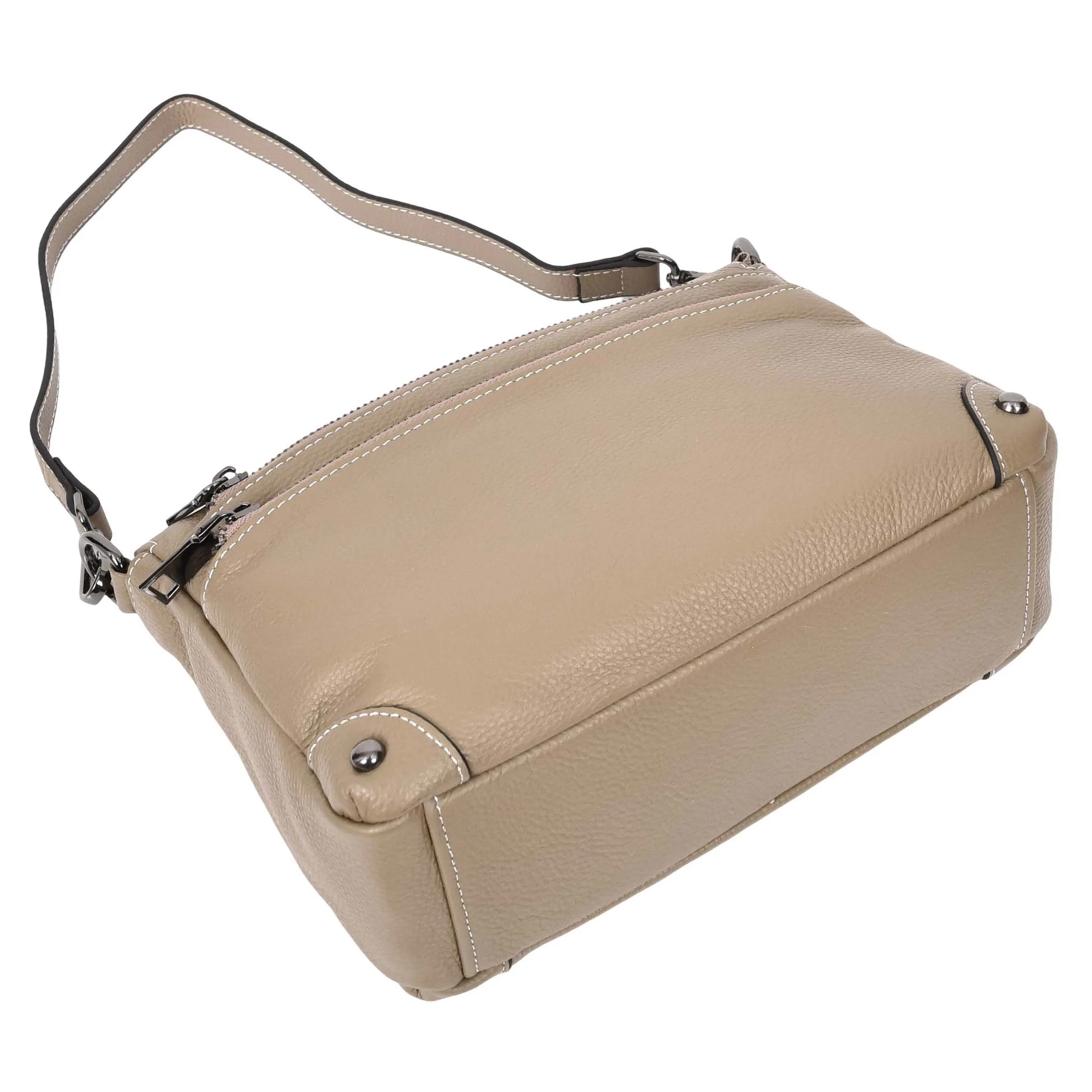 Womens Leather 2-in-1 Cross Body Shoulder Bag Olivia Beige