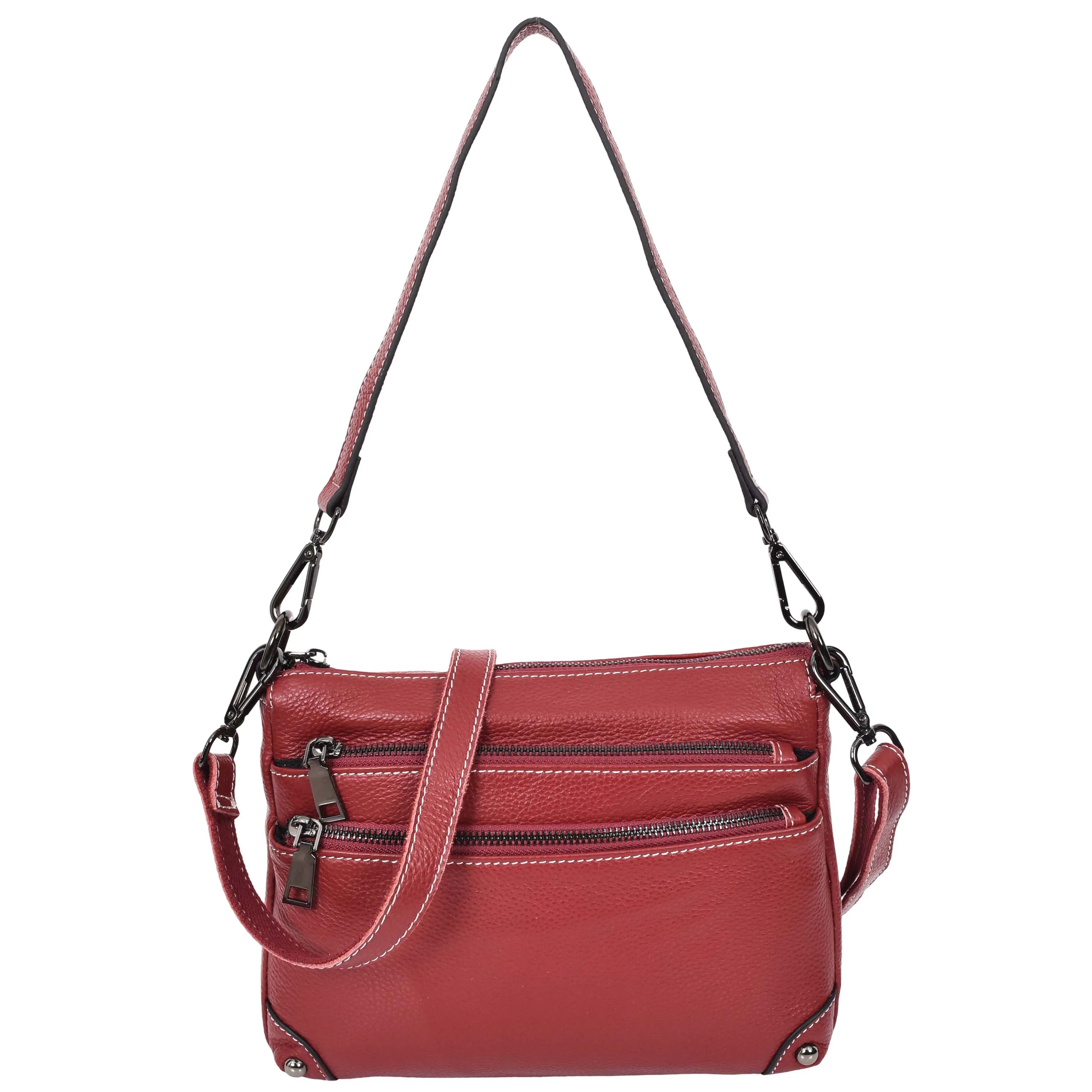 Womens Leather 2-in-1 Cross Body Shoulder Bag Olivia Red