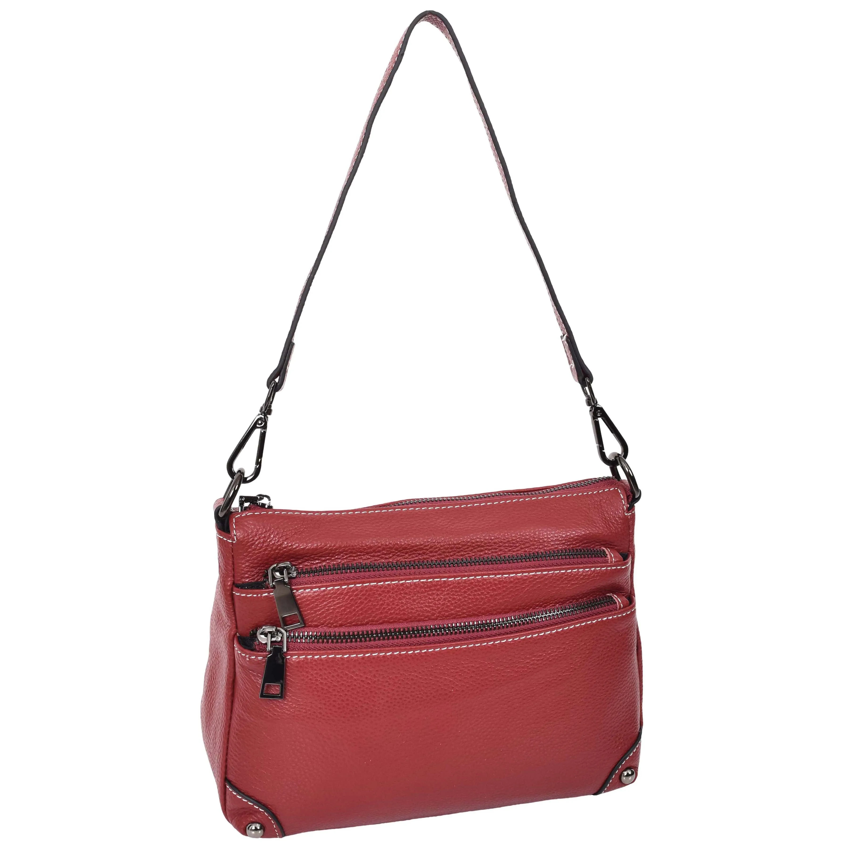 Womens Leather 2-in-1 Cross Body Shoulder Bag Olivia Red