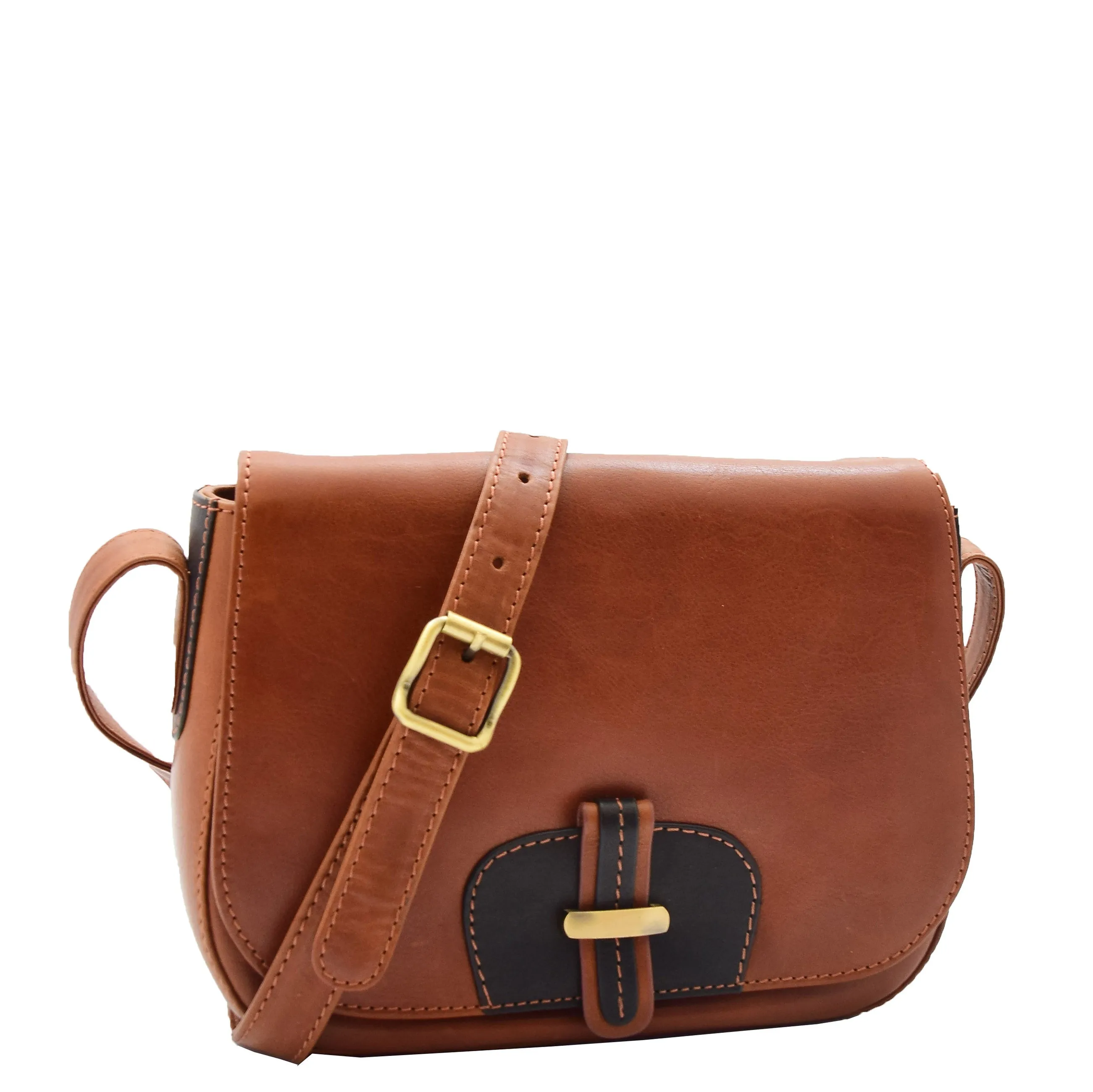 Womens Real Leather Cross Body Shoulder Bag Saint Lucia Chestnut