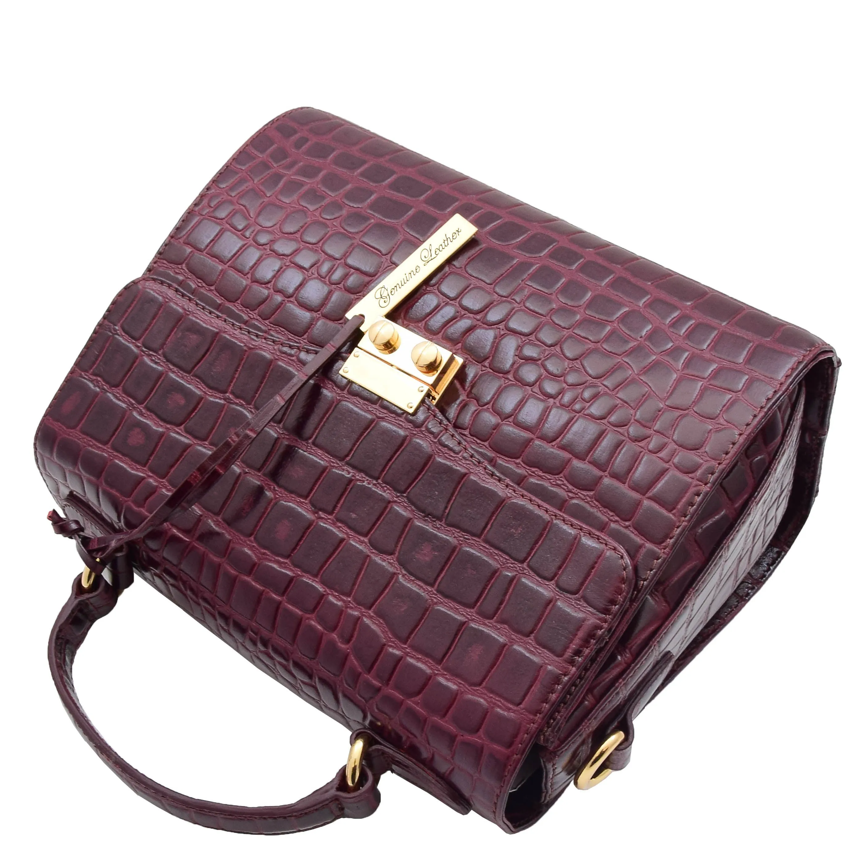 Womens Smart Work Leather Organiser Shoulder Bag Stacey Bordeaux