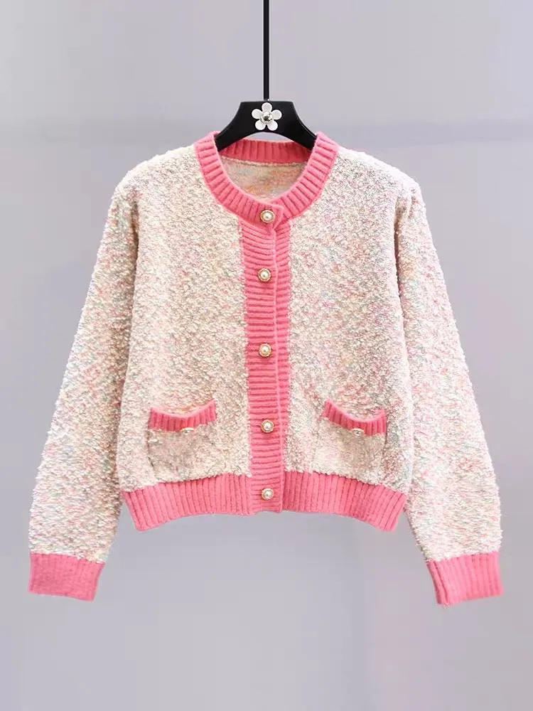 Xiaoxiangfeng sweet and gentle style sweater jacket for women autumn and winter 2023 new high-end foreign style short knitted ca