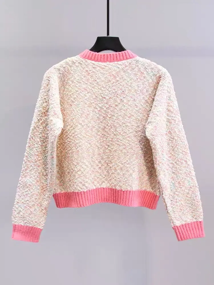 Xiaoxiangfeng sweet and gentle style sweater jacket for women autumn and winter 2023 new high-end foreign style short knitted ca