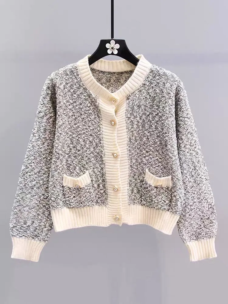 Xiaoxiangfeng sweet and gentle style sweater jacket for women autumn and winter 2023 new high-end foreign style short knitted ca