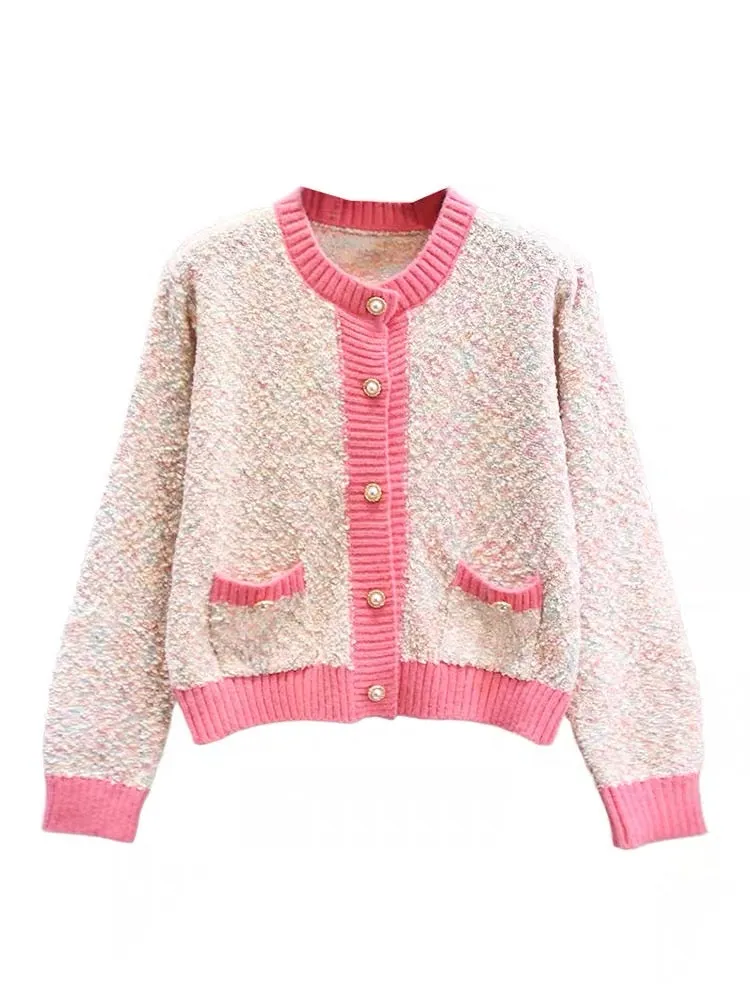 Xiaoxiangfeng sweet and gentle style sweater jacket for women autumn and winter 2023 new high-end foreign style short knitted ca