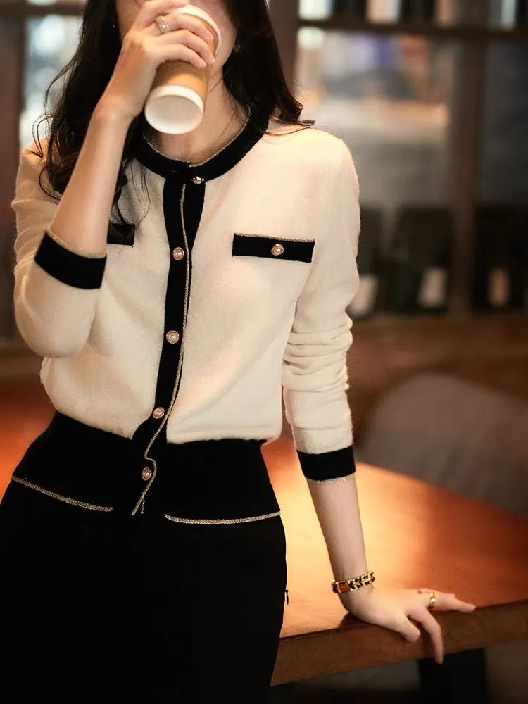 [ZWN665616AG] The more time travels, the more cool, elegant, beautiful and fragrant wool cashmere knitted cardigan